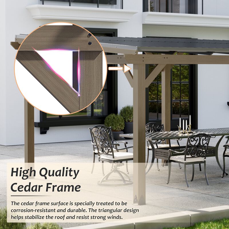 Mondawe 12 ft. x 20 ft. Outdoor Cedar Wooden Hardtop Gazebo with Pitched Galvanized Steel Roof