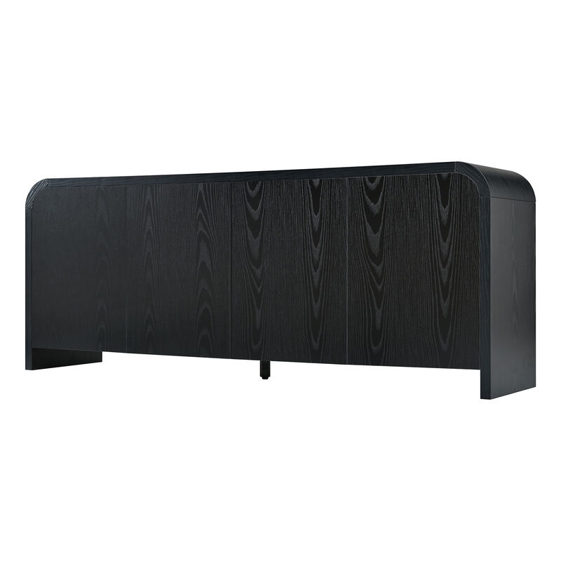Merax Modern TV Cabinet with Rounded Silhouette, Push-Open Storage, Adjustable Shelves & Hidden Cable Holes image number 0