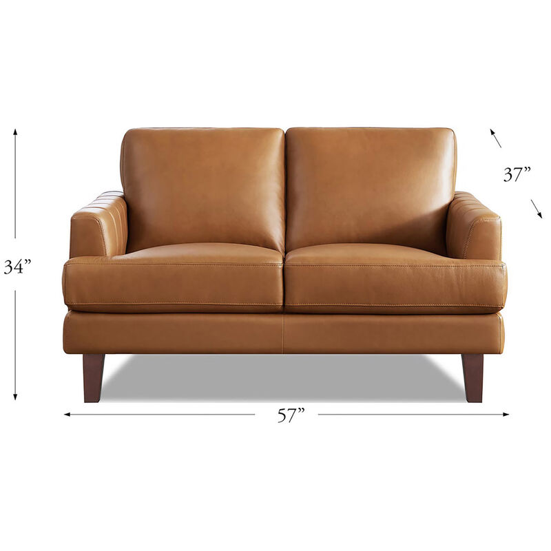 Cassia Top Grain Leather Loveseat