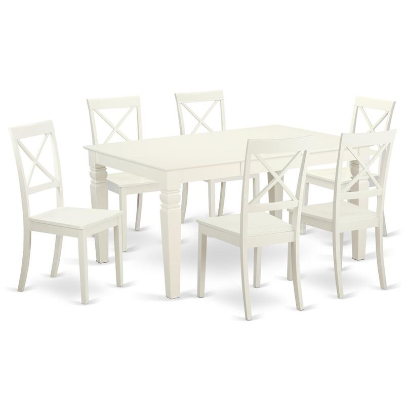 East West Furniture Dining Room Set Linen White, WEBO7-LWH-W