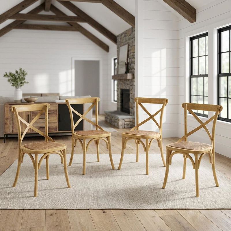 Wooden Dining Side Chairs for Dining Room, Natural, Set of 4 image number 5