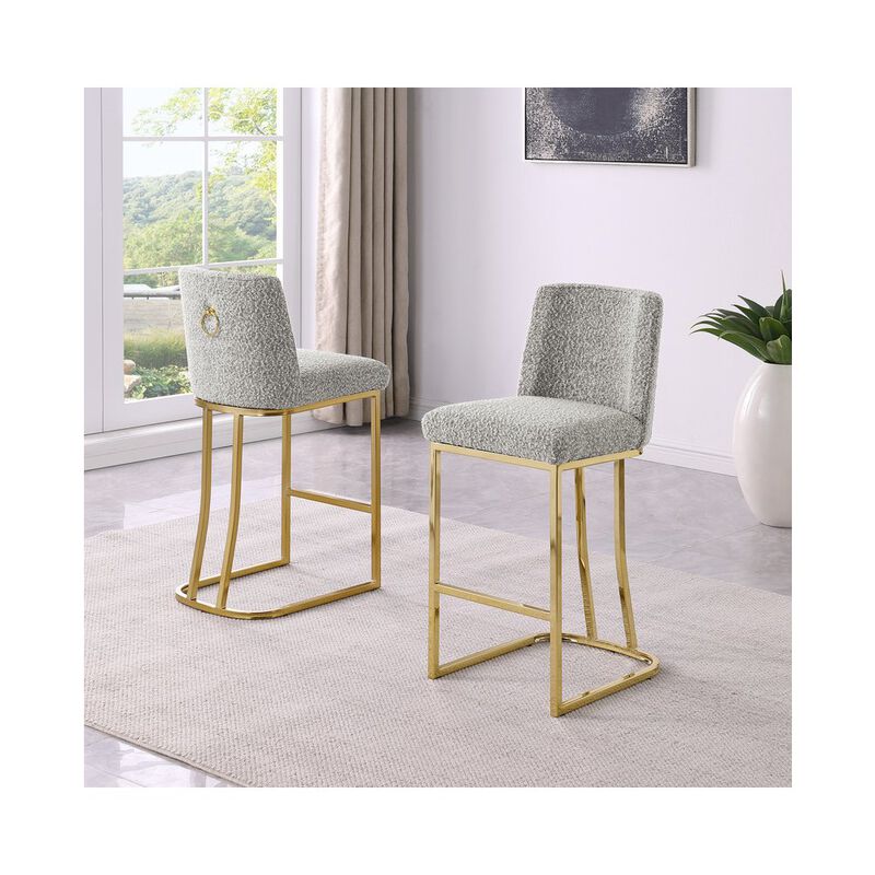 Best Quality Furniture Rich Gray With Gold Base Counter-Height Chairs, Set Of 2