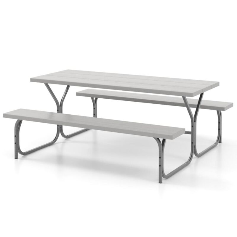 Hivvago Picnic Table Bench Set with HDPE Tabletop for 8 Person