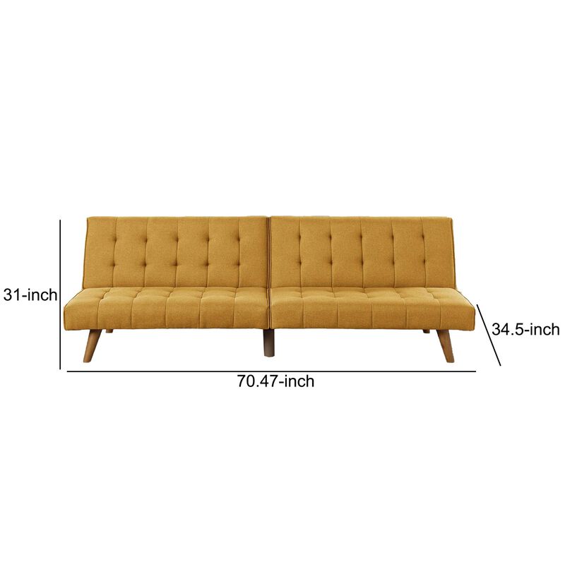 Fabric Adjustable Sofa with Tufted Details and Splayed Legs, Yellow