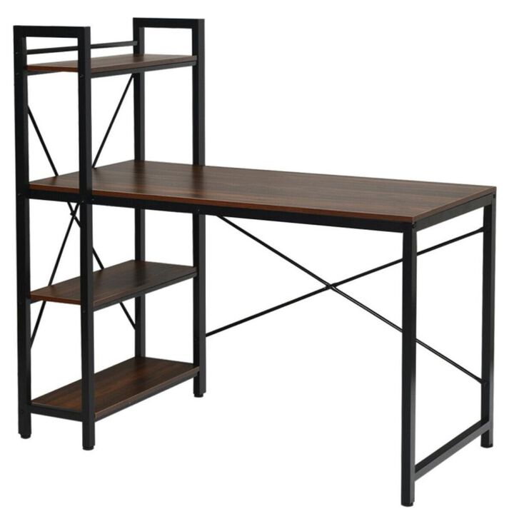 Hivvago 47.5 Inch Writing Study Computer Desk with 4-Tier Shelves