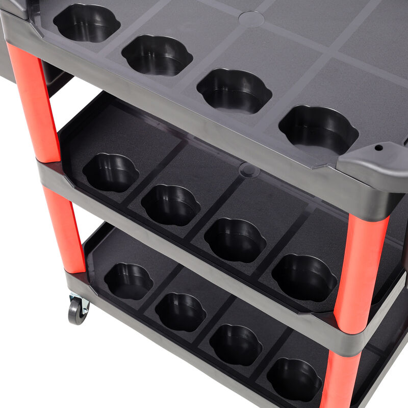 ELEMENT ACE 3 Tier Rolling Utility Storage Cart with Wheels and Hanging Buckets for Garage, Workshop, Auto Detailing and Repair Shop Tool Organization image number 9