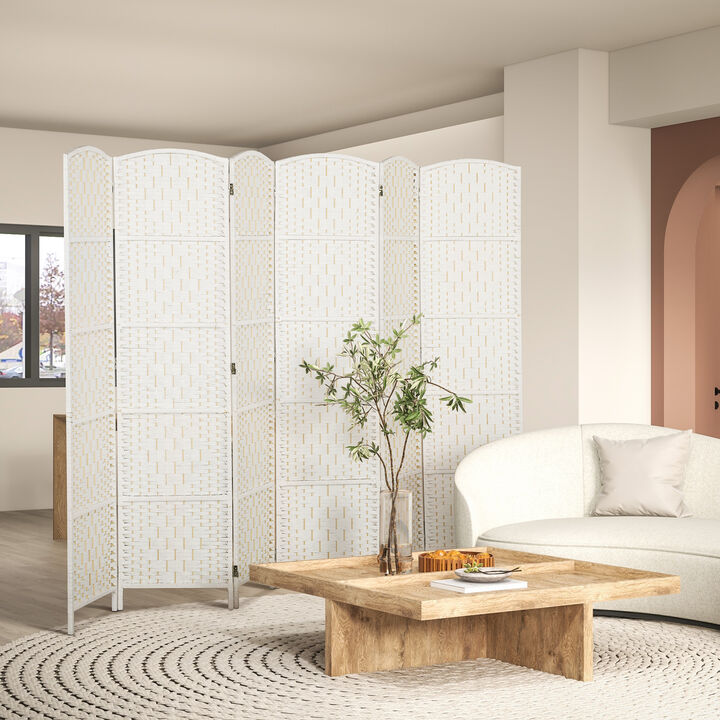 Hivvago Portable 6-Panel Room Divider with Woven Panels