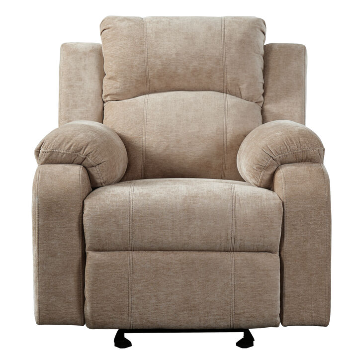Manual Adjustable Recliner Chair, Chenille Upholstered Recliner with Adjustable Backrest, Indoor Lounge Armchair