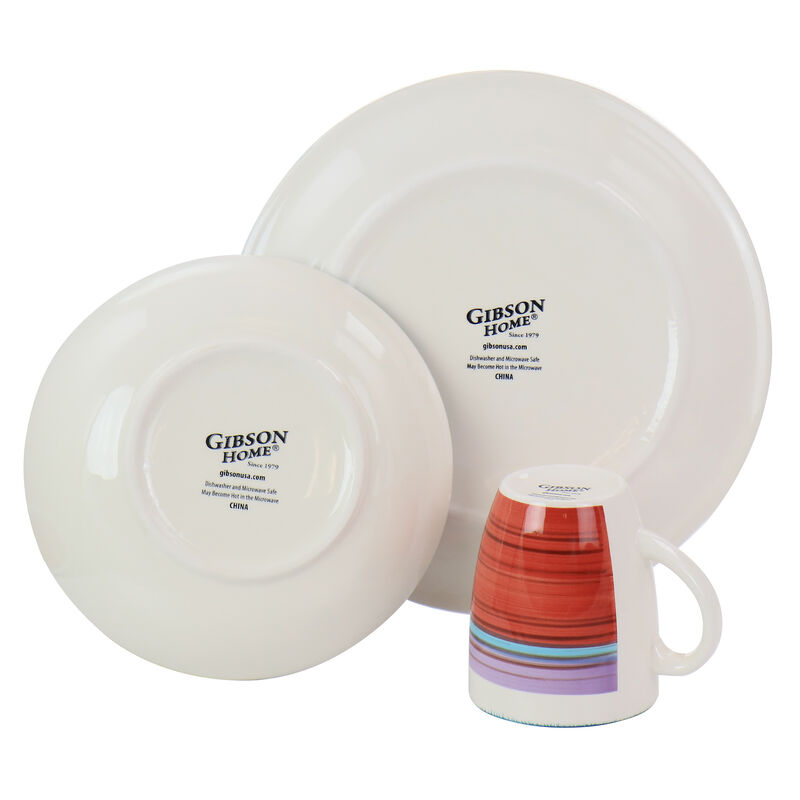 Gibson Home Richvale 12 Piece Round Durastone Dinnerware Set in Red