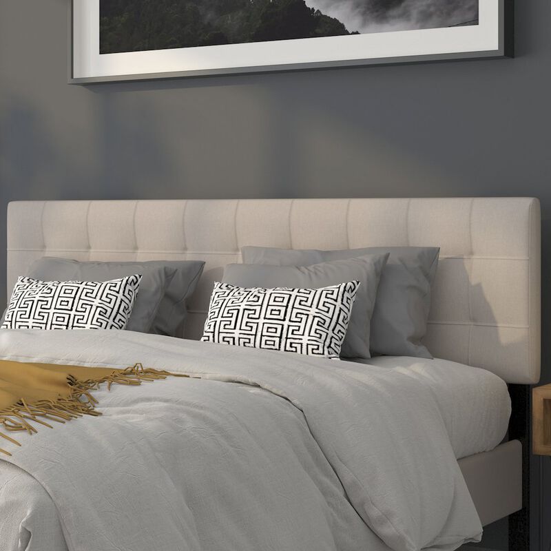 Flash Furniture Tufted Upholstered King Size Headboard in Beige Fabric image number 5