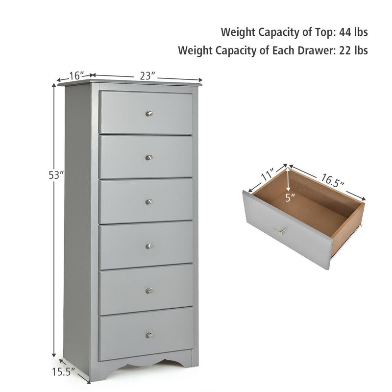 6-Drawer Chest Dresser Cabinet for Organized Clothes Storage