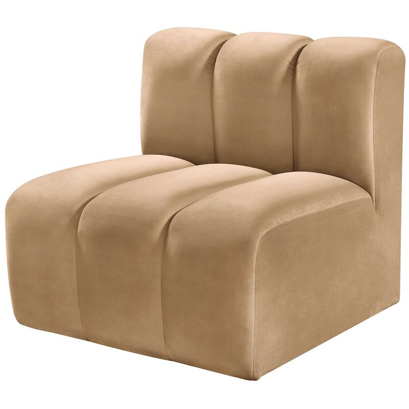 Meridian Furniture Arc Camel Velvet Straight Chair