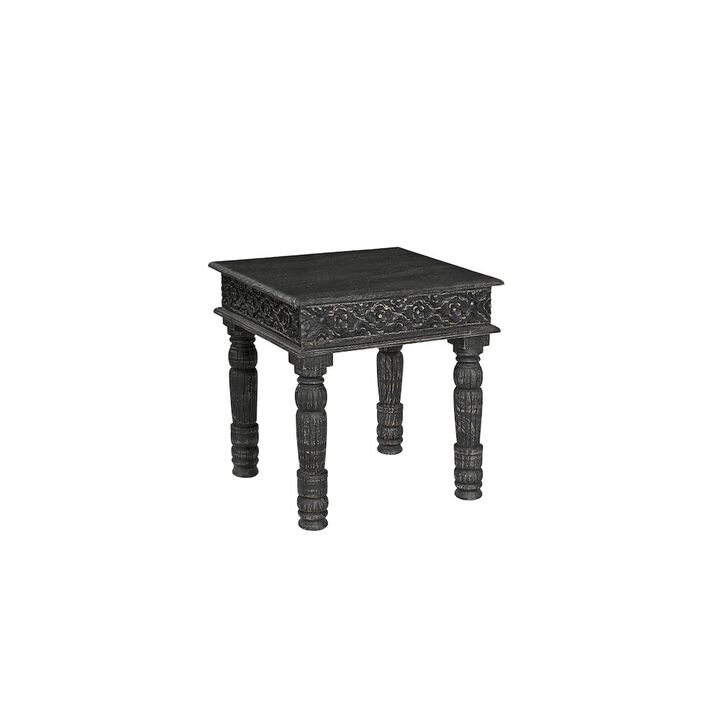 Taran Designs Eldris Carved Solid Wood End Table