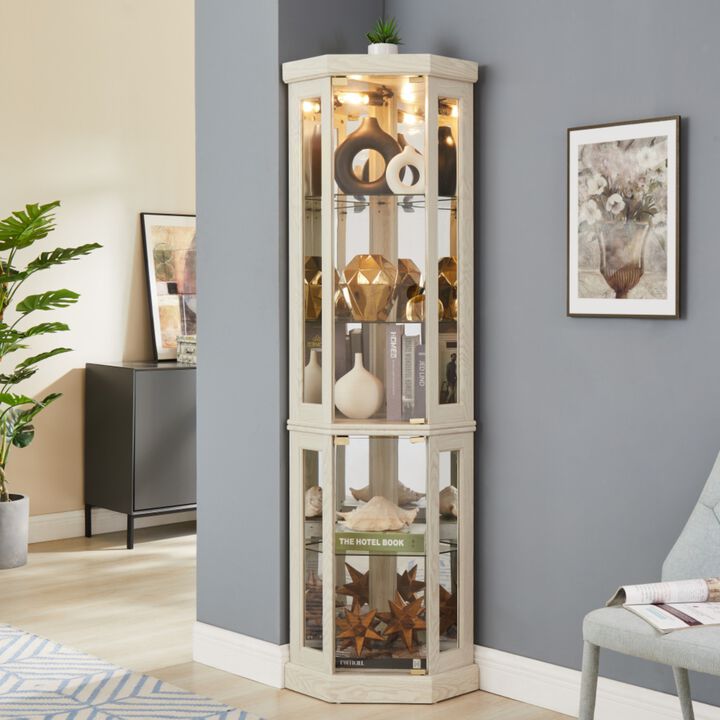 Jasnon Lighted Corner Curio Cabinet
