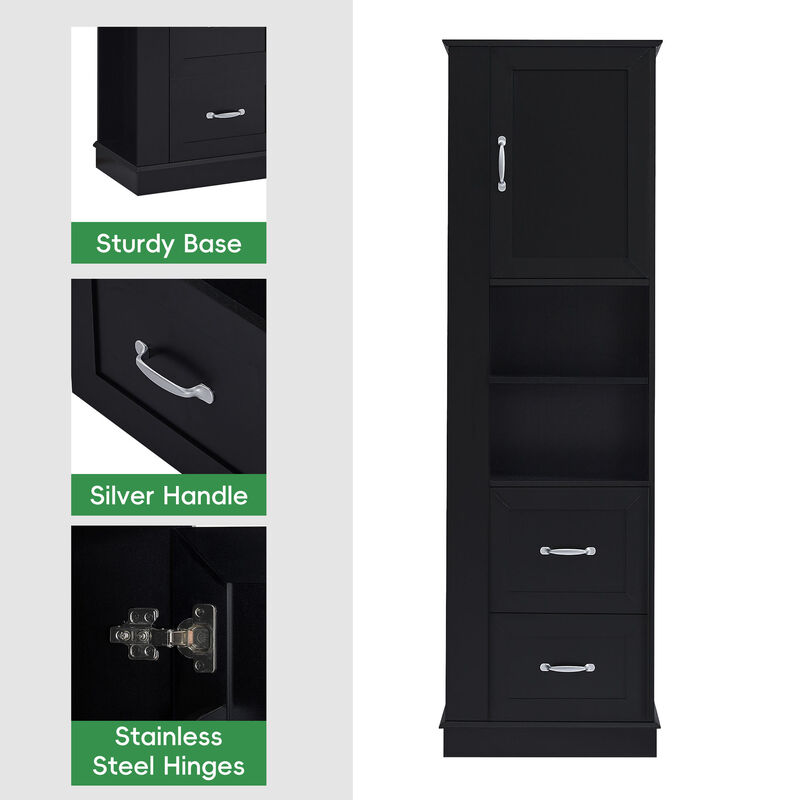 Merax Tall Bathroom Utility Cabinet with Reversible Sides, 2 Adjustable Shelves image number 5