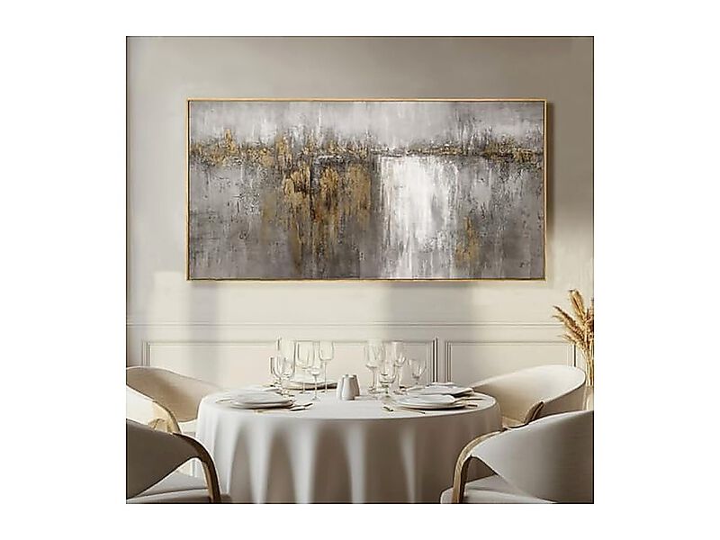 White Gold Walls Abstract Framed Poster 24 X 48 Inch Canvas Wall Art Bedroom image number 3