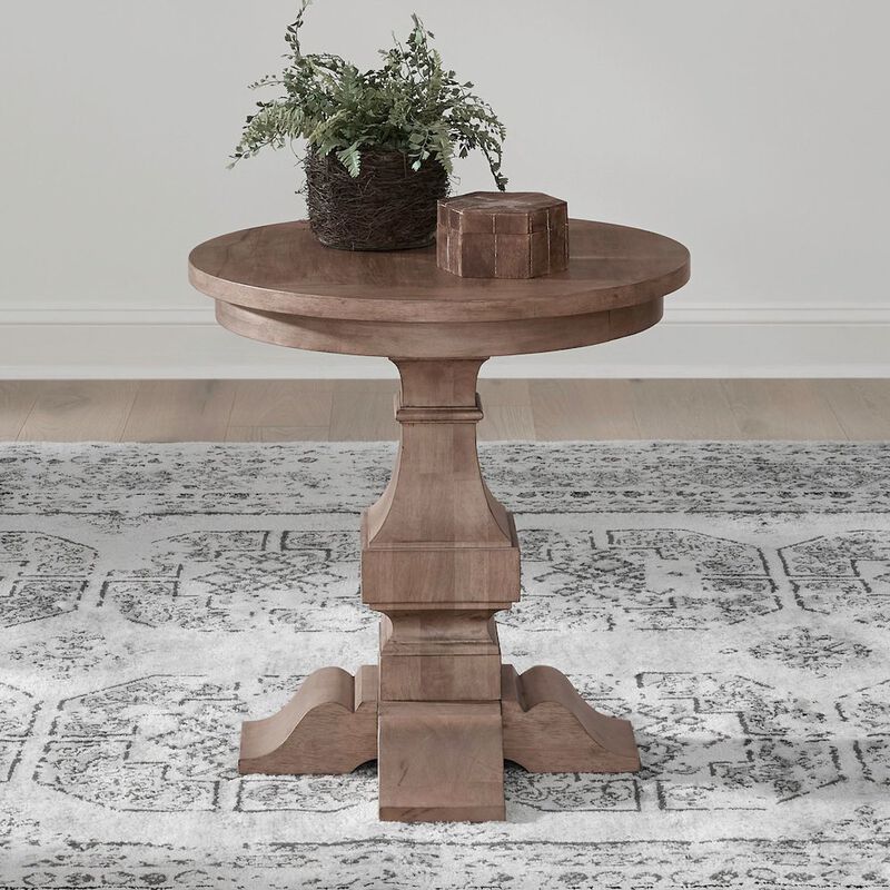Liberty Furniture Haven Hills Round End Table for Living Room Traditional - Camel Beige Birch Wood image number 1