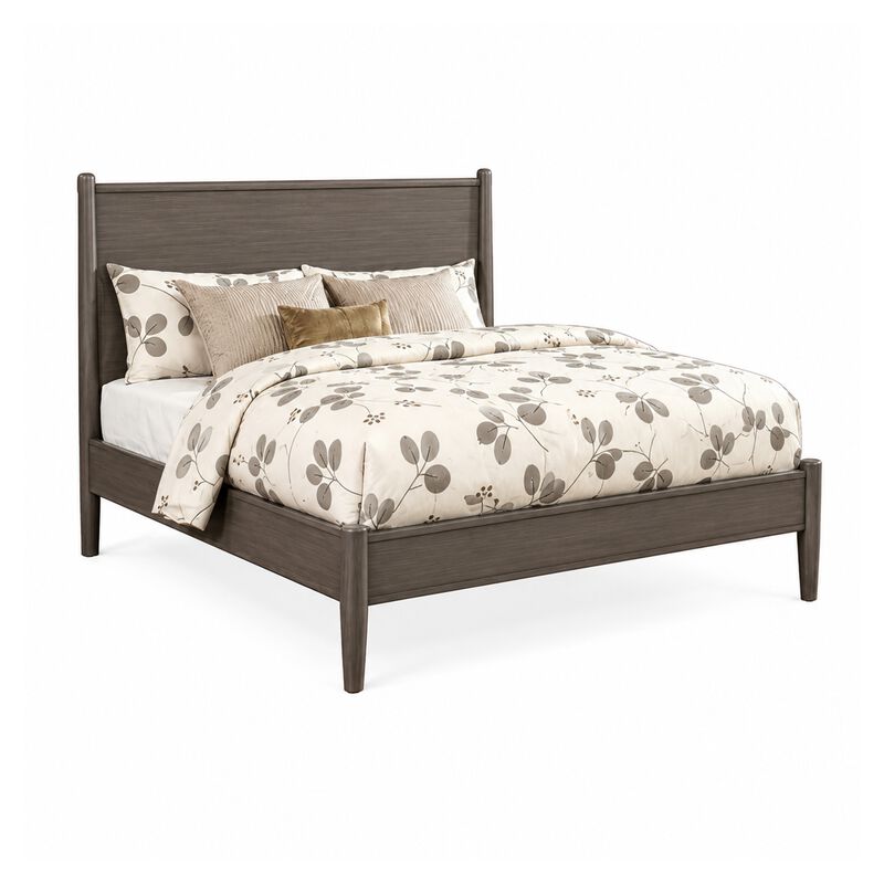 Leyla 5pc Queen Bedroom Set, 2 Nightstands, Oval Mirror, Gray Wood image number 3