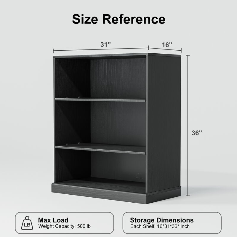 Wood Accent Sideboard Cabinet in Black, Storage Organizer with Adjustable Shelves