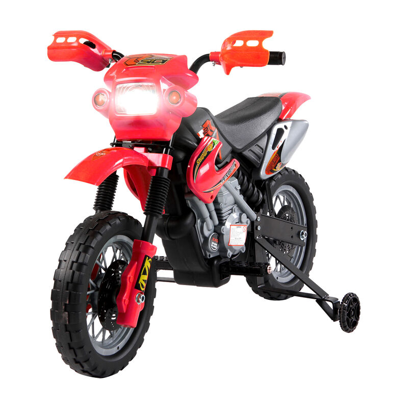 BreeBe 6V Kids Motorcycle, Electric Motorcycle with Dirt Bike Style, Street Bike Design Battery Powered Ride On Toy with Training Wheels, Headlight, Music image number 0