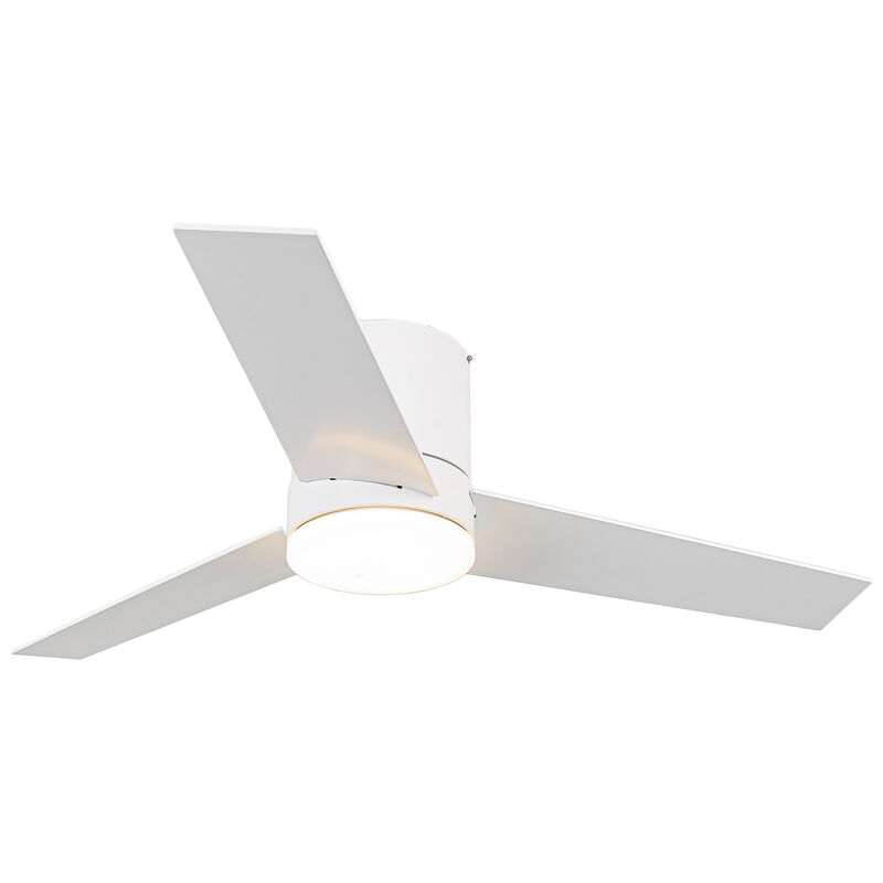48" Modern White LED Flush Mount Ceiling Fan with Remote Control
