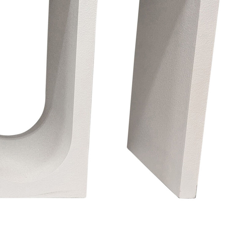 Rectangular Console Table with Wavelike Base, 54 Inch White Wood