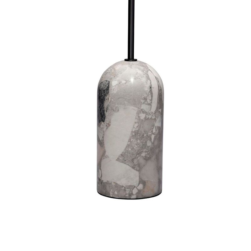 Hely Accent Table Lamp, Linen Cone Shade, Travertine Stone 28 Inch