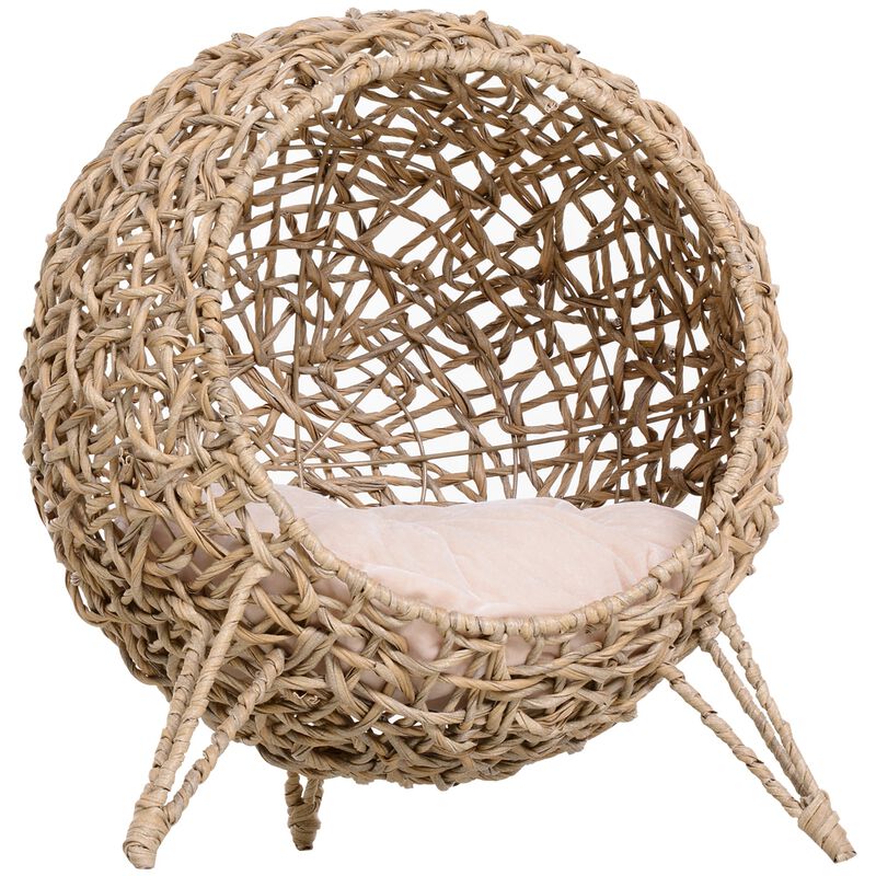 Natural Cat Bed: 20.5" Hand-Woven Banana Leaf Kitten Condo