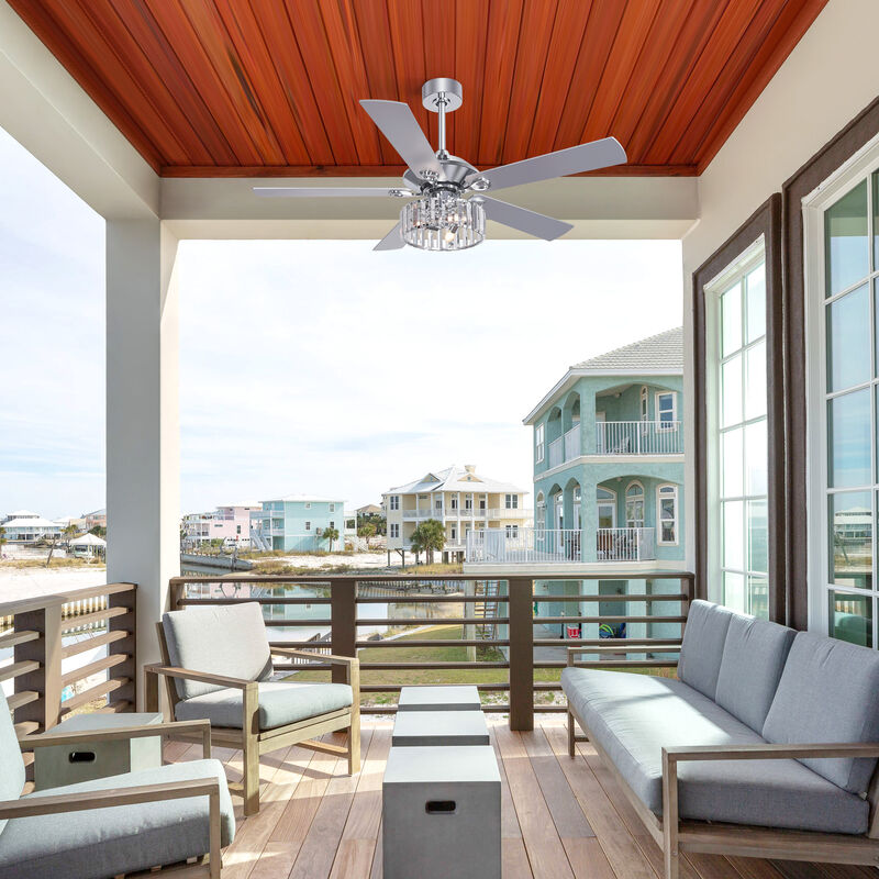 Breezary 52" Ceiling Fan with Light, 5 Blade,3 Light E12 need ,6 Speed, Quiet Downrod Mount, Remote Control image number 7