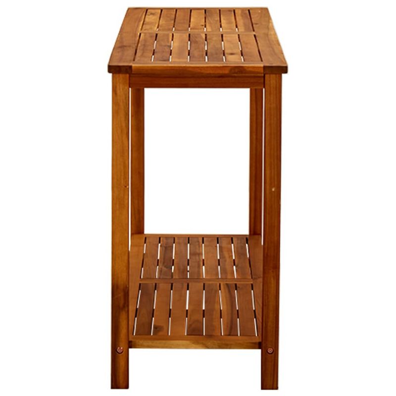 Outdoor Console Table, Bottom Shelf, 43 Inch Brown Solid Acacia Wood image number 2
