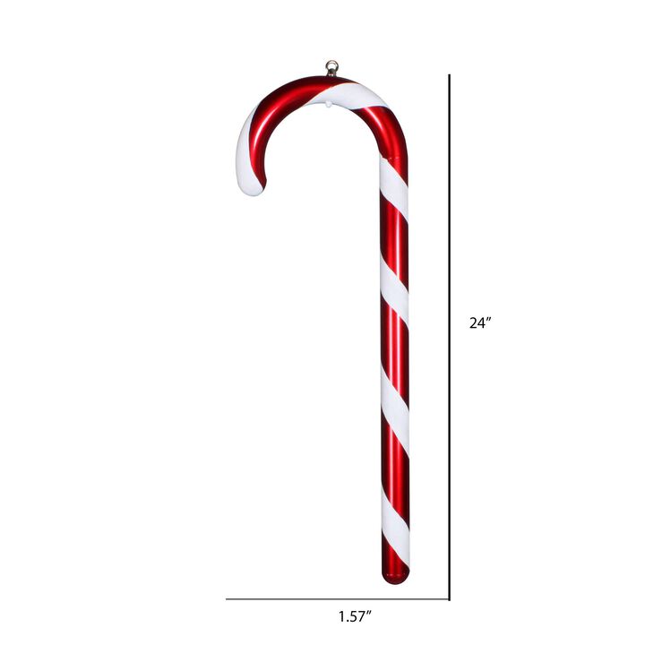 Vickerman 24" Red and White Candy Cane Christmas Ornament - Glitter Accent - Shatterproof Plastic - Festive Ornament - Candy Ornaments - Easy Hanging Loop