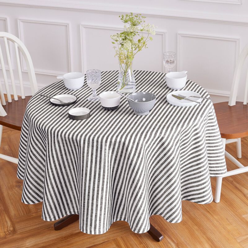 Christmas Linen Round Tablecloth - Amalfi Stripe, Solino Home