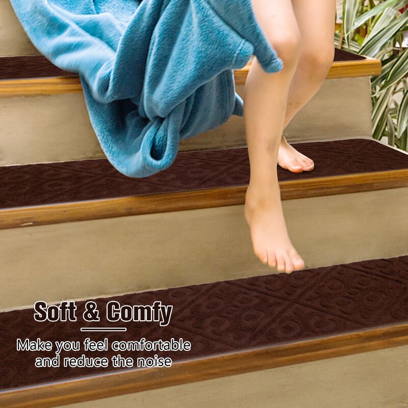 15Pcs Indoor Non-Slip Stair Carpet Mats for Wooden Steps