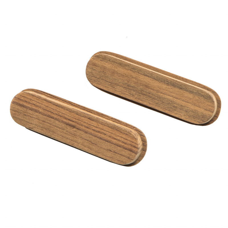 HomeRoots Set of Two Brown Teak Wood Drawer Pull Knobs image number 2