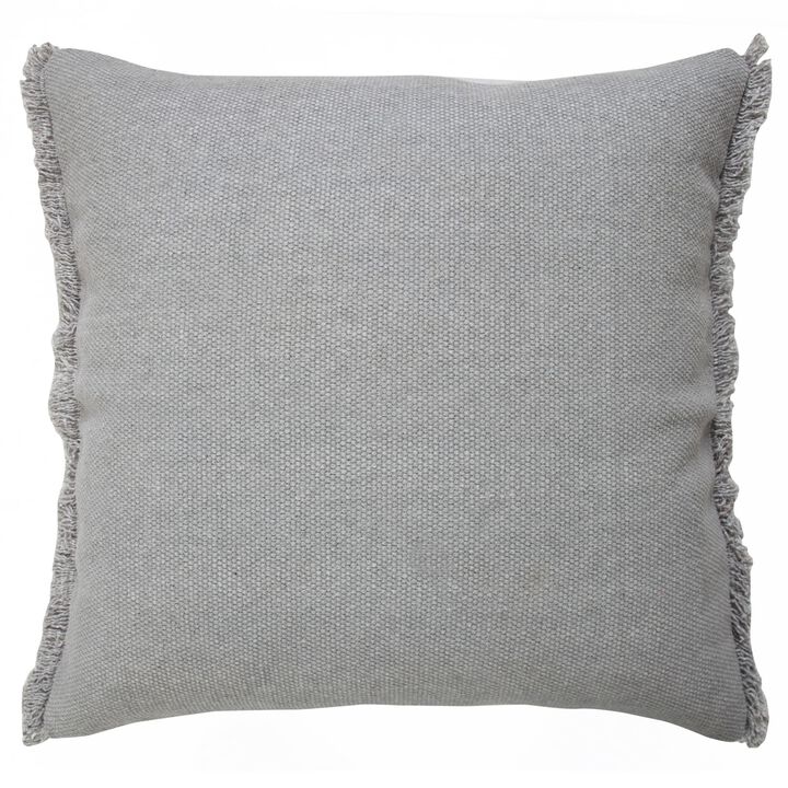 20" Gray Solid Fringe Square Throw Pillow