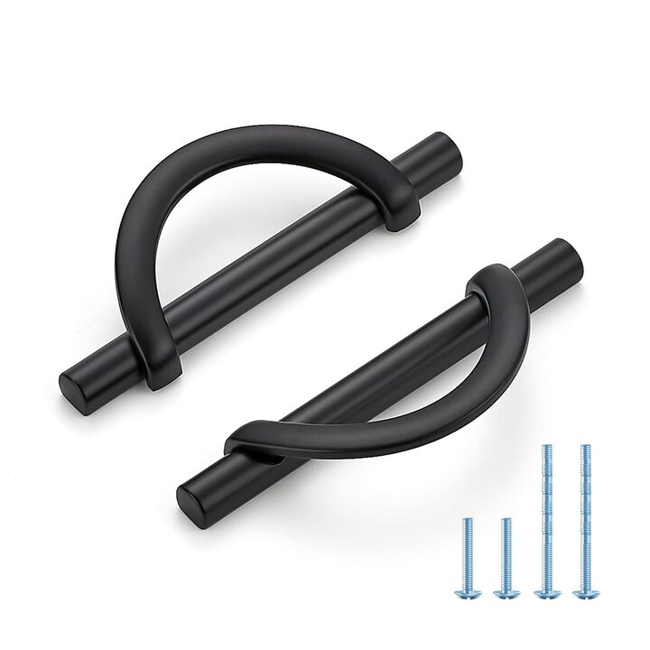 HOME EDIT Matte Black Cabinet Pulls, 3-3/4 Inch Hole Center, 96 mm, Curved Design Cabinet Handles for Kitchen,Cupboard, Drawer &