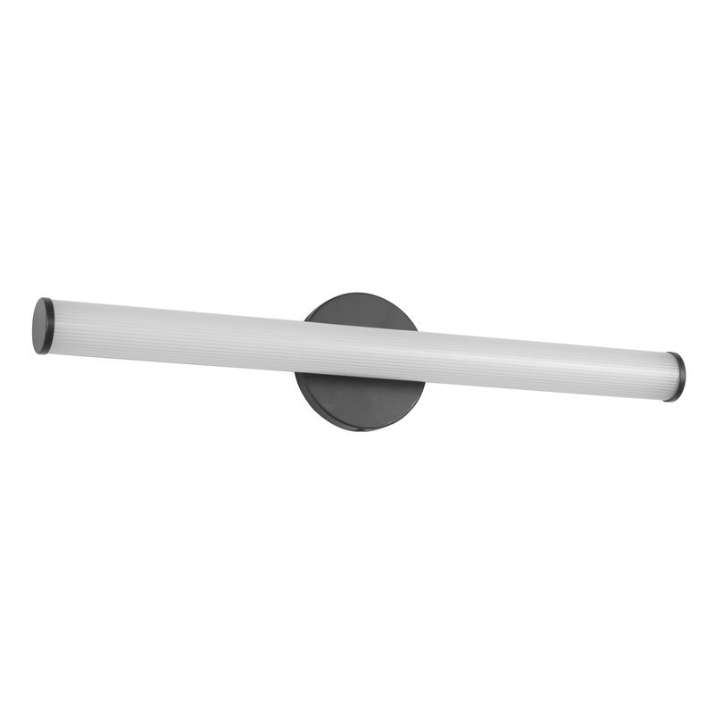Vire 24-in Black Damp-Rated Dimmable LED Wall/Vanity Light with Ribbed Opal Diffuser image number 3