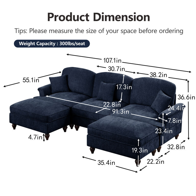 Tugweb U Shape Sectional Sofa image number 9