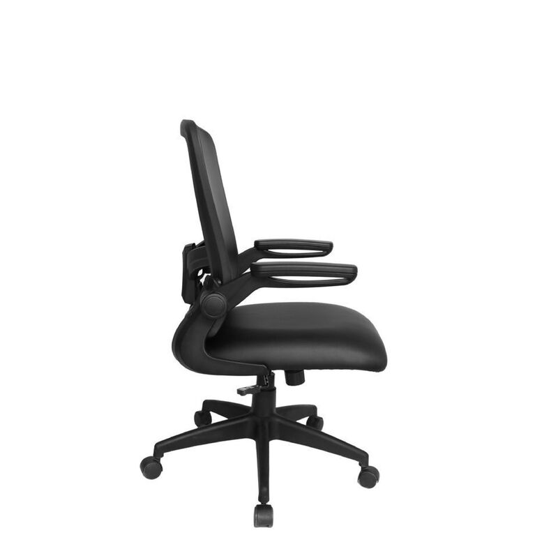Swivel Task Chair, Flip Arm, Height Adjustable, Black Antimicrobial Vinyl image number 6
