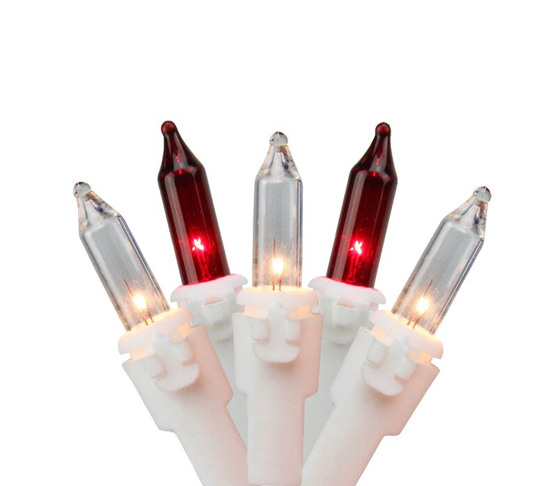 50 Red and Clear Mini Icicle Christmas Lights - 2.5 ft White Wire image number 1