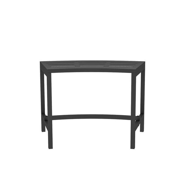 FUFU&GAGA Set of 4 Outdoor Fire Pit Benches, Black Iron Frame Stationary Patio Chairs with Slatted Seats, Weather-Resistant, (15.7 in. H x 23.9 in. W x 13.5 in. D), Black