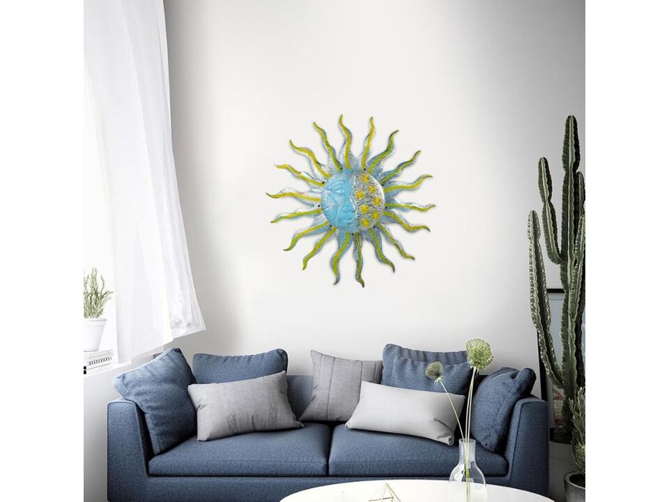 Large Metal Sun Wall Art Outdoor Moon Decor 3D Sculpture for Patio Garden Home