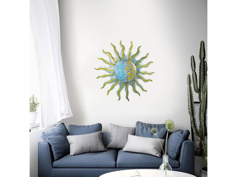 Large Metal Sun Wall Art Outdoor Moon Decor 3D Sculpture for Patio Garden Home image number 1