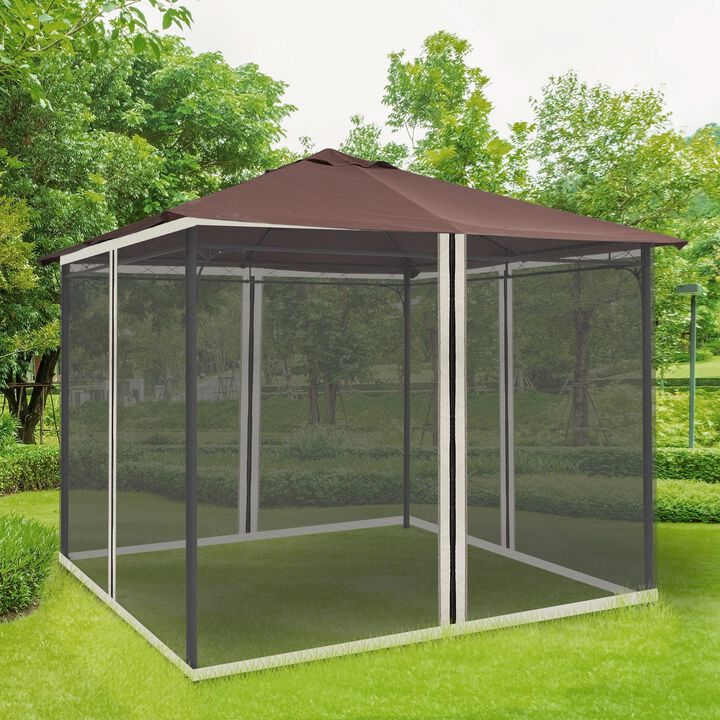 Universal Replacement Mesh Sidewall Netting for 10' x 10' Gazebos and Canopy Tents with Zippers, (Sidewall Only) Black