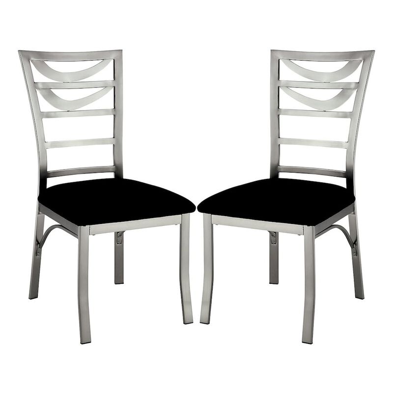 Simple Relax Dining Chair, Silver And Black Set of 2 image number 0