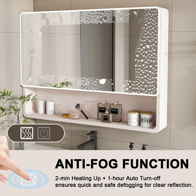 ELEMENT ACE Smart LED Mirror Cabinet with Defogging and Adjustable Lighting for Modern Bathroom Storage and Organization image number 9