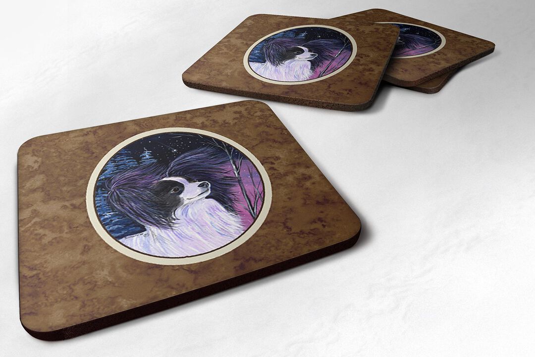 Caroline's Treasures SS8377FC Starry Night Papillon Foam Coasters Set of 4 (Set of 4), 3.5 H x 3.5 W, Multicolor