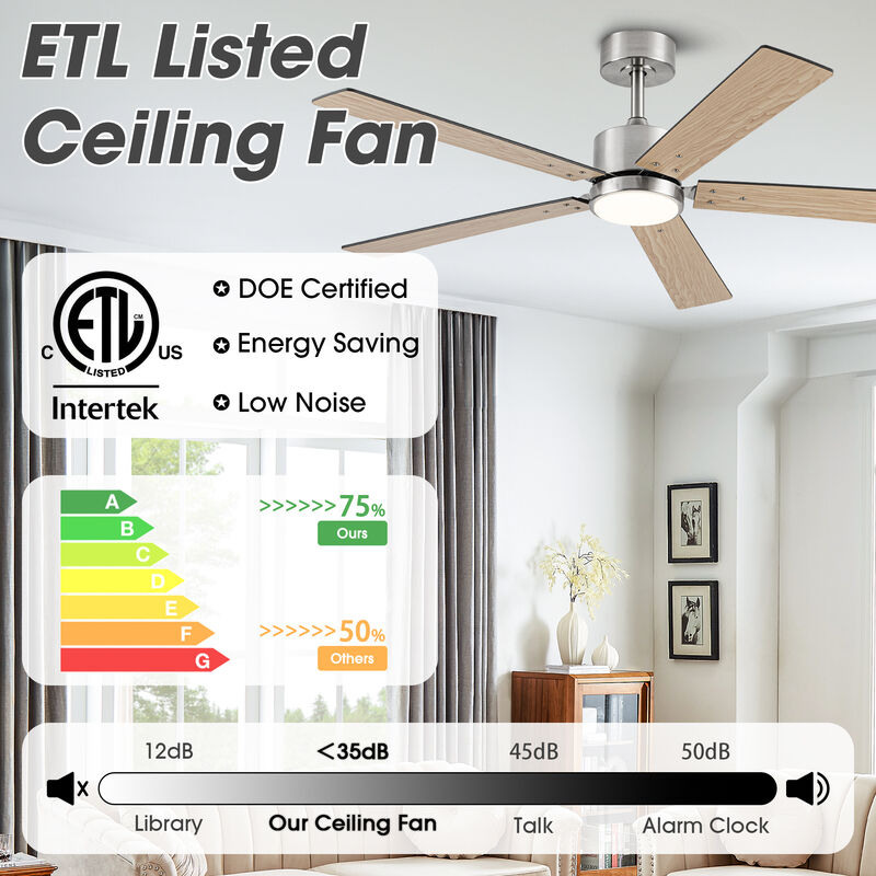 52 in. Smart Integrated LED Sand Nickel Ceiling Fan with APP Control and Remote