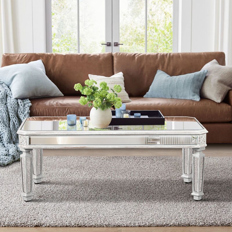 Gumbi Silver Mirrored Coffee Table image number 1