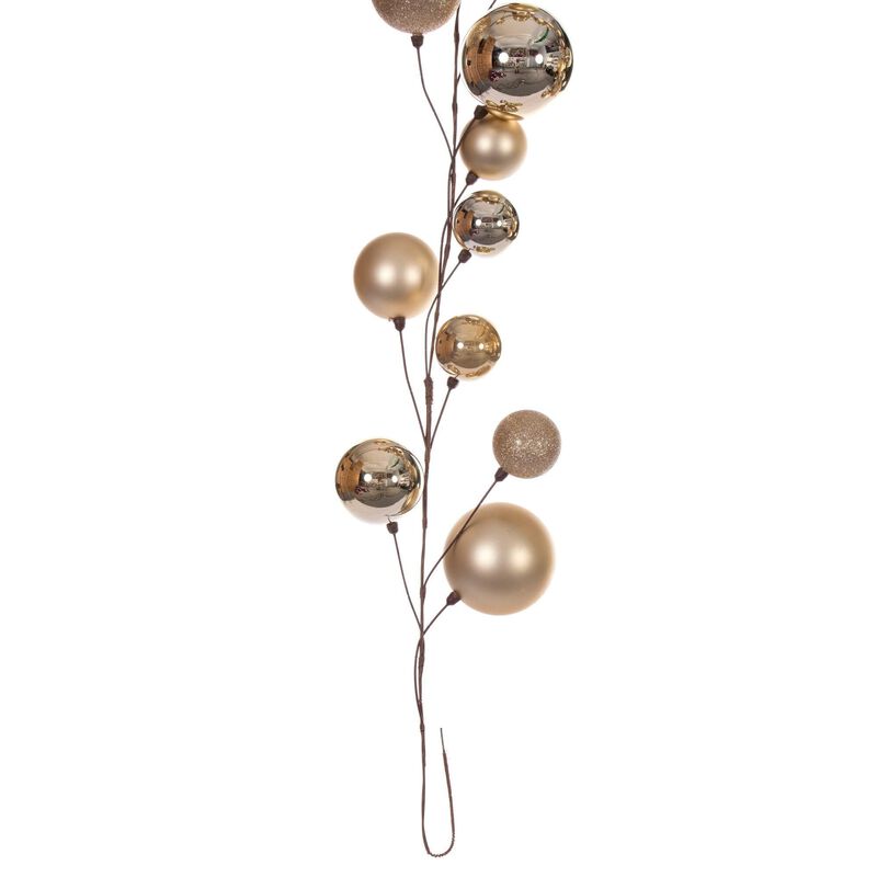 Vickerman 10' Champagne and Rose Assorted Finish Branch Ball Ornament Garland. image number 3